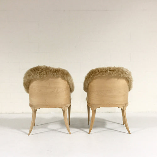 Barrel Chairs in New Zealand Sheepskin, pair - FORSYTH