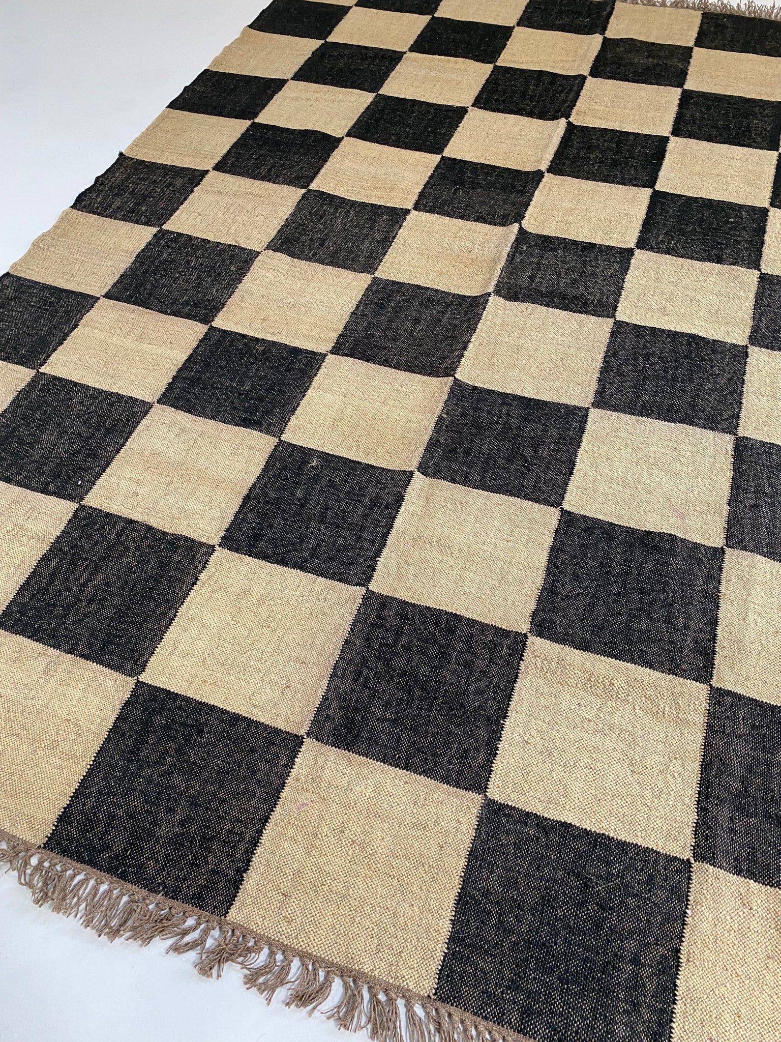 The Forsyth Checkerboard Rug - Big Checks in Off Black