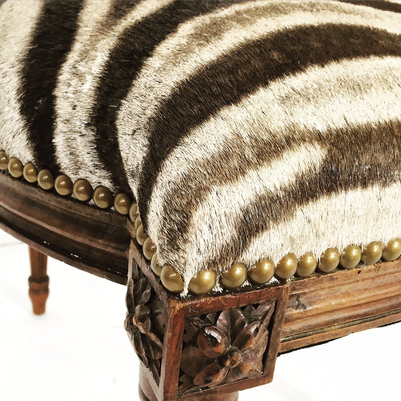 Louis XVI Style Side Chair in Zebra Hide - FORSYTH