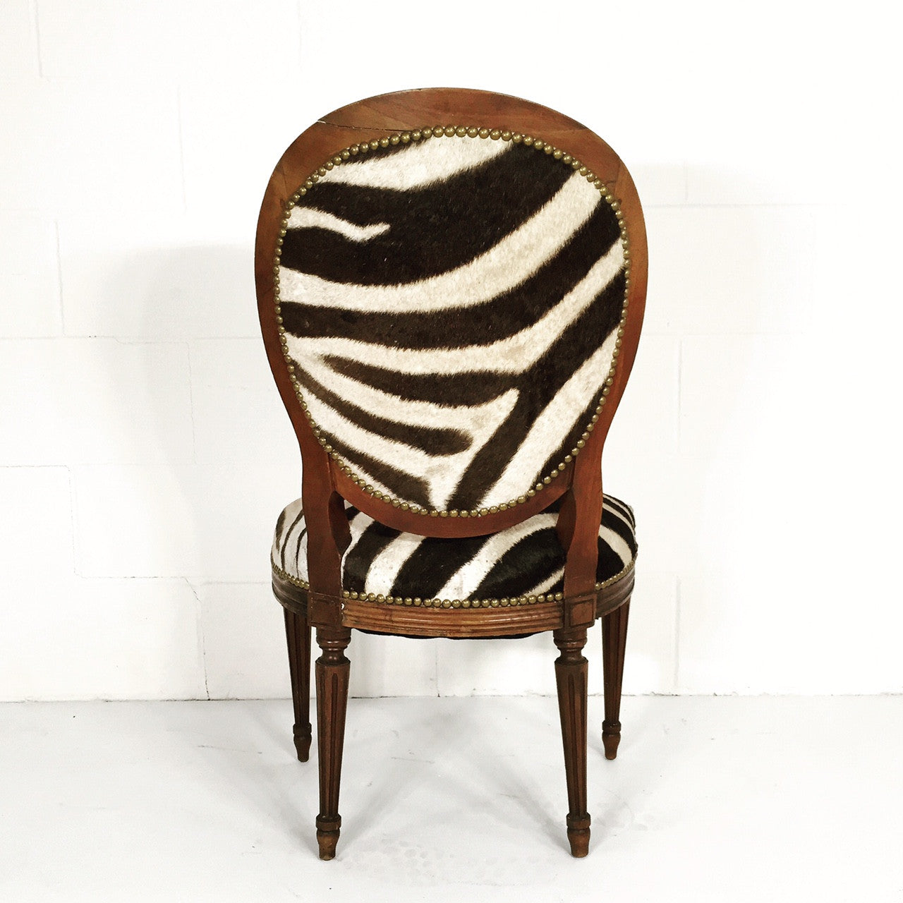 Louis XVI Style Side Chair in Zebra Hide - FORSYTH