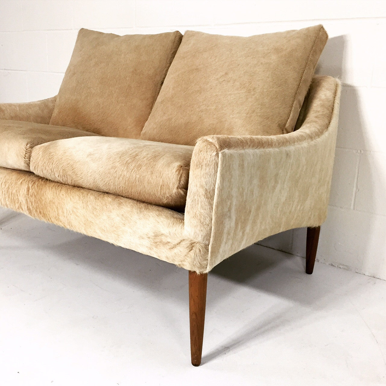 Danish Style Loveseat in Brazilian Cowhide - FORSYTH