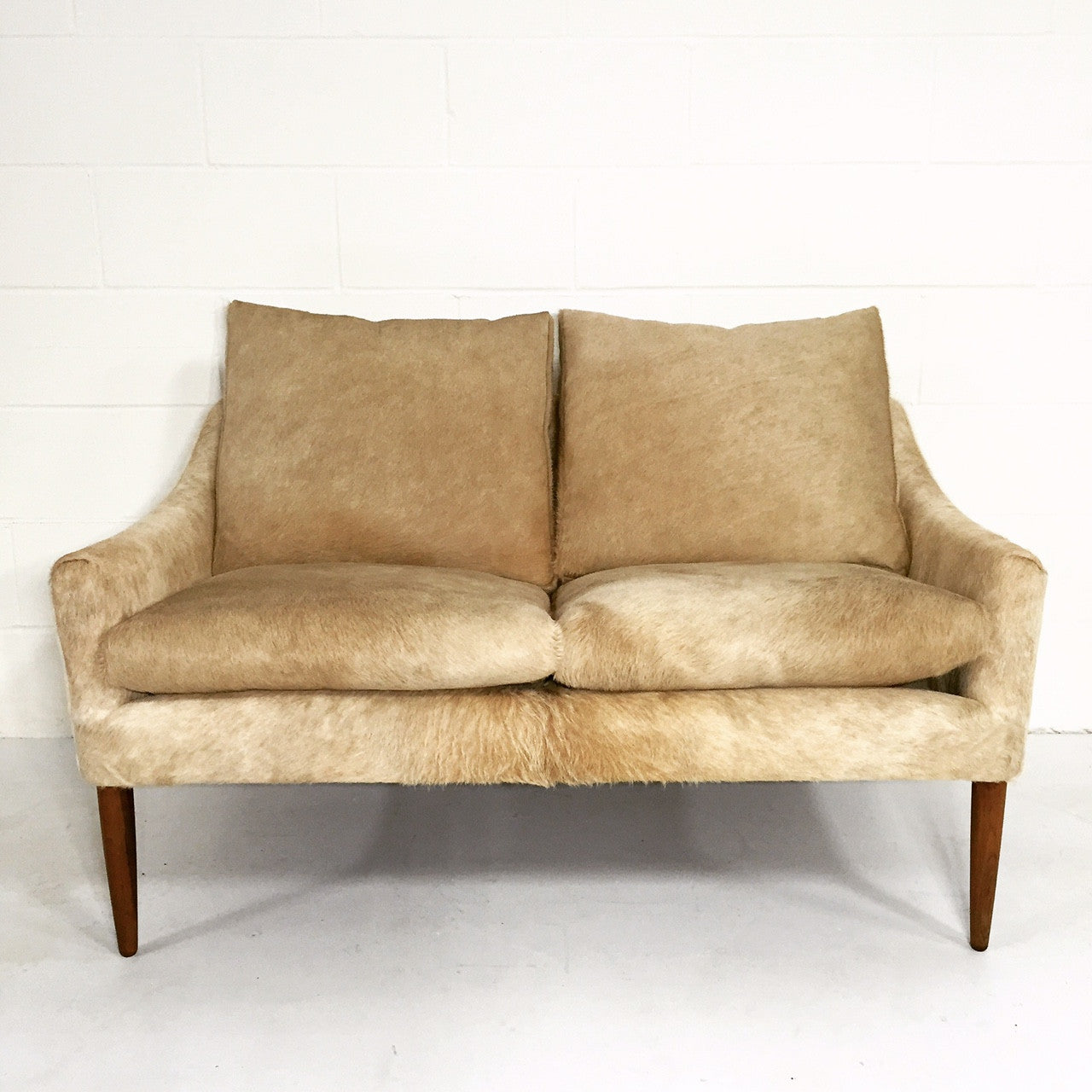 Danish Style Loveseat in Brazilian Cowhide - FORSYTH