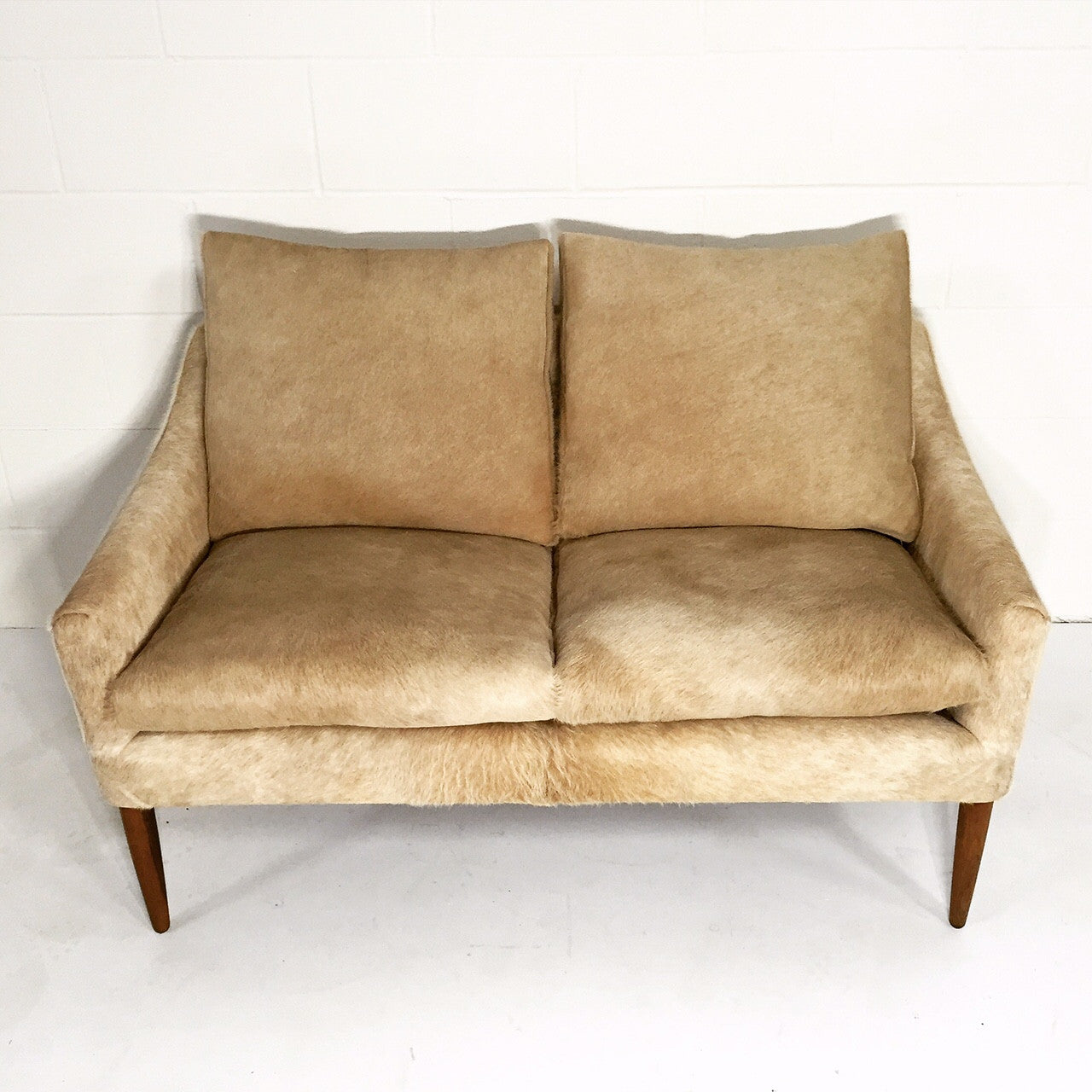 Danish Style Loveseat in Brazilian Cowhide - FORSYTH