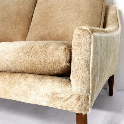 Danish Style Loveseat in Brazilian Cowhide - FORSYTH