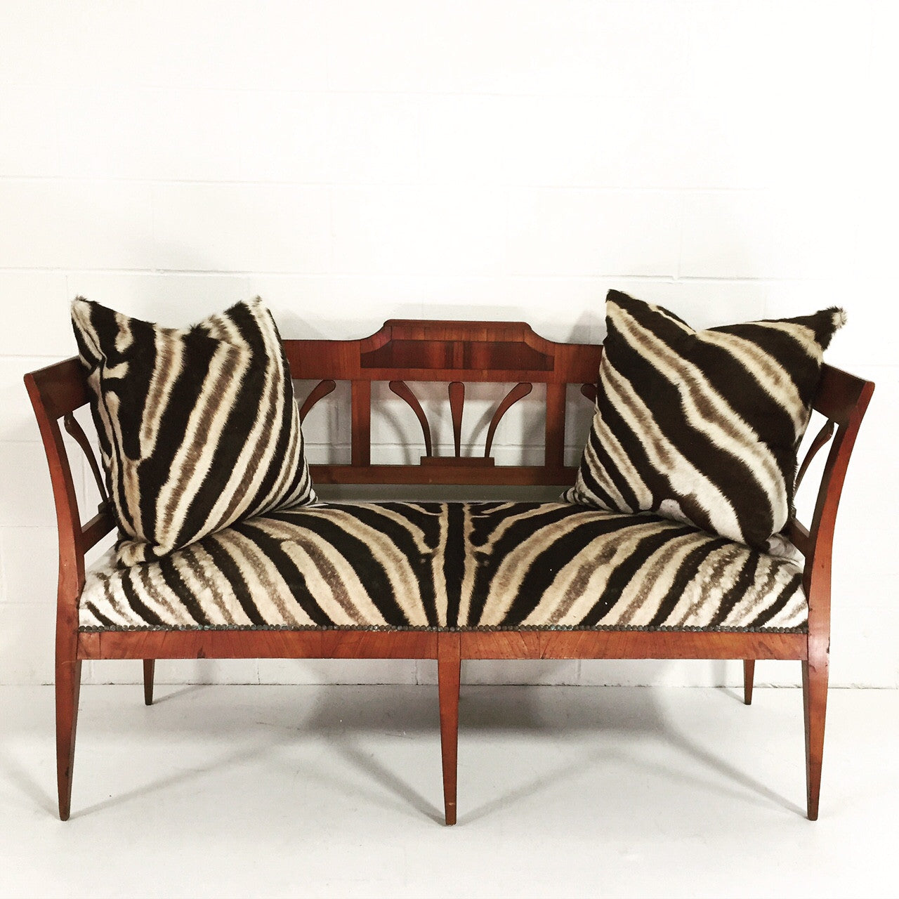 Fruitwood & Rosewood Settee in Zebra Hide - FORSYTH