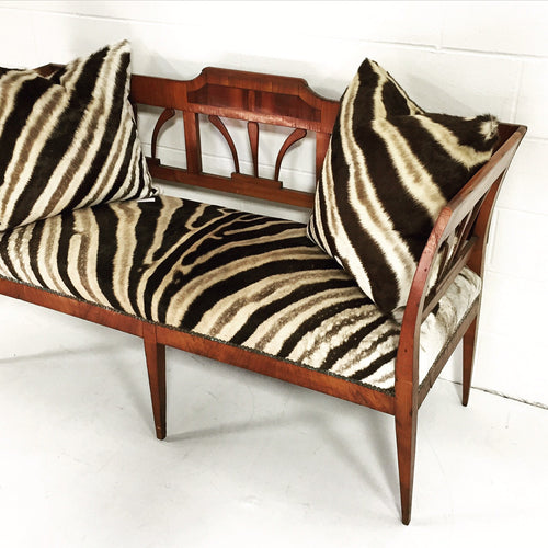 Fruitwood & Rosewood Settee in Zebra Hide - FORSYTH