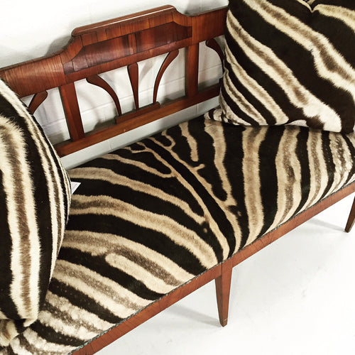 Fruitwood & Rosewood Settee in Zebra Hide - FORSYTH