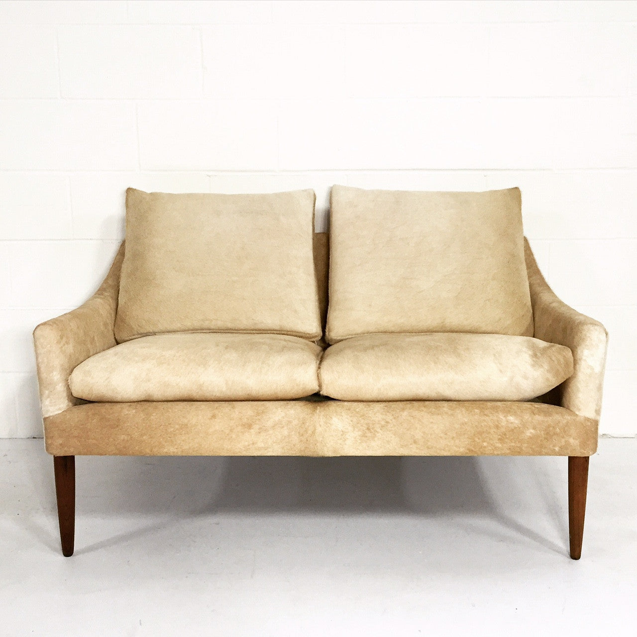 Danish Style Loveseat in Brazilian Cowhide - FORSYTH