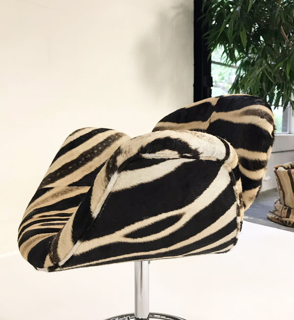 Tulip Counter Stools in Zebra Hide, set of 3 - FORSYTH