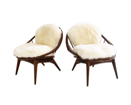 Bentwood Lounge Chairs with Sheepskin Cushions - FORSYTH