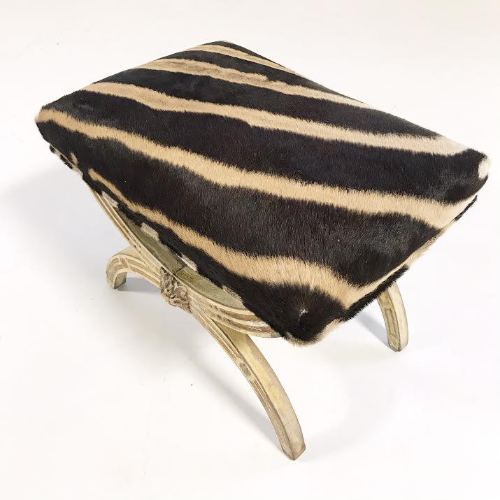 Antique Italian Regency Bench in Zebra Hide - FORSYTH