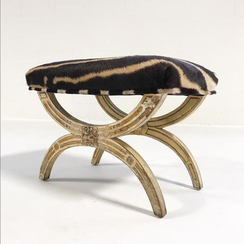 Antique Italian Regency Bench in Zebra Hide - FORSYTH