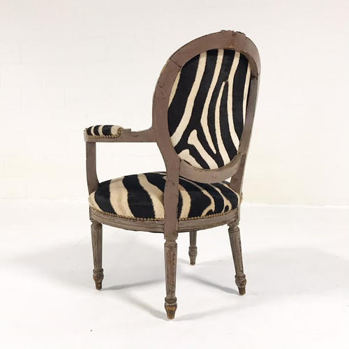 Louis XVI Style Armchair in Zebra Hide - FORSYTH