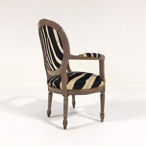 Louis XVI Style Armchair in Zebra Hide - FORSYTH