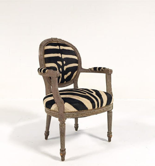 Louis XVI Style Armchair in Zebra Hide - FORSYTH