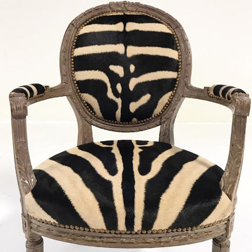 Louis XVI Style Armchair in Zebra Hide - FORSYTH