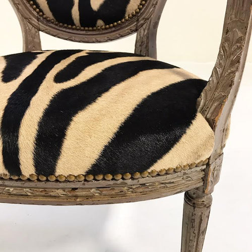 Louis XVI Style Armchair in Zebra Hide - FORSYTH