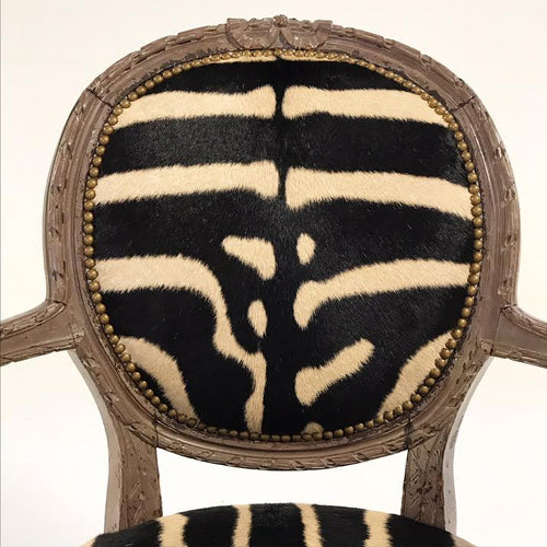 Louis XVI Style Armchair in Zebra Hide - FORSYTH