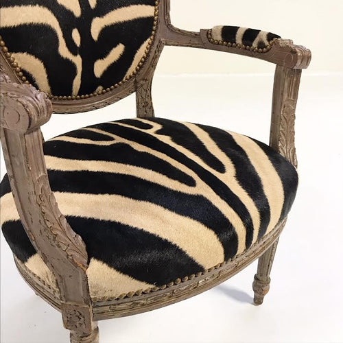 Louis XVI Style Armchair in Zebra Hide - FORSYTH