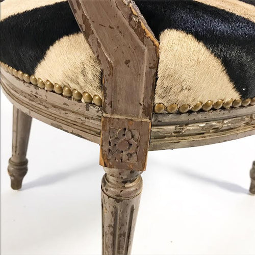 Louis XVI Style Armchair in Zebra Hide - FORSYTH