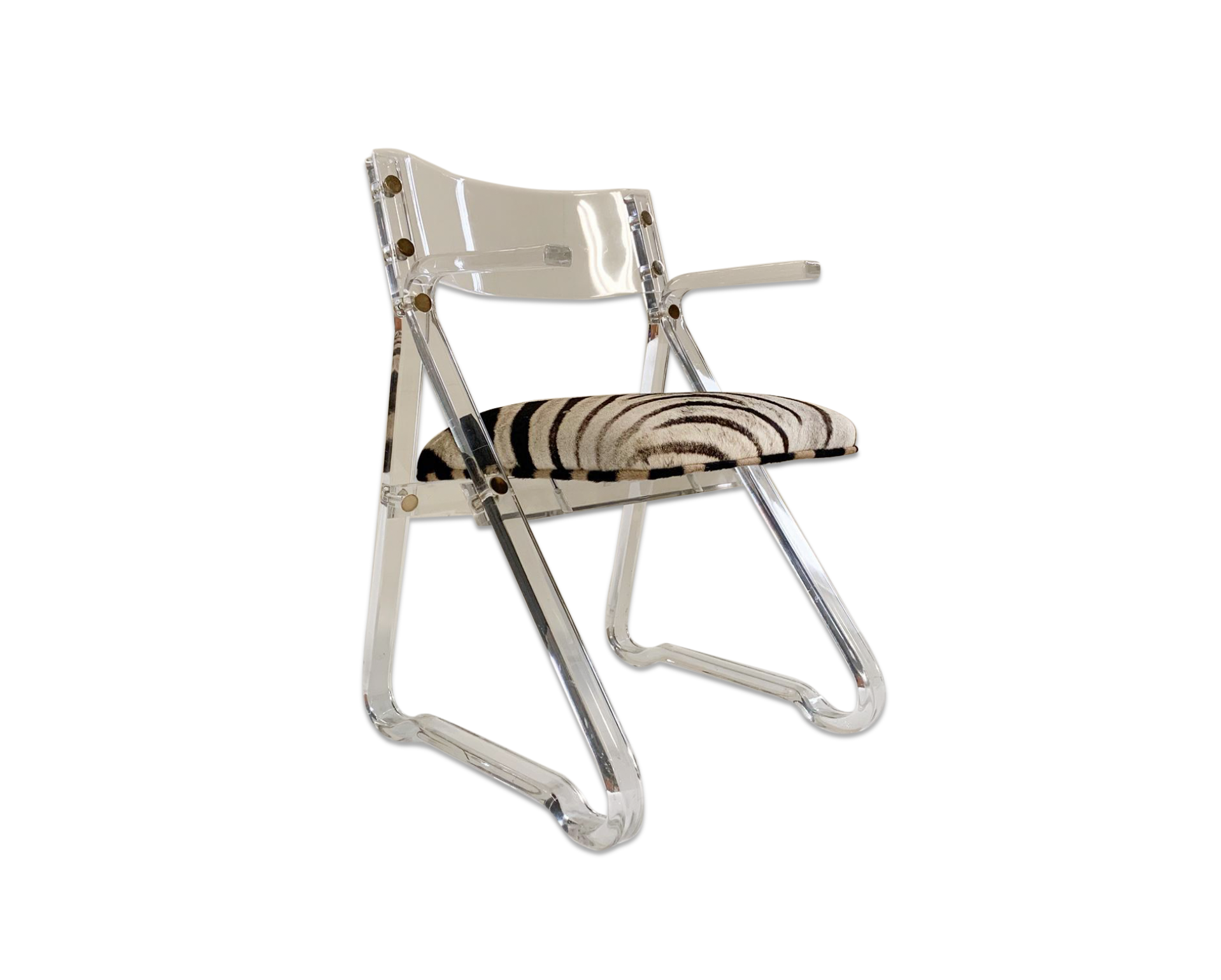 Lucite Desk Chair in Zebra Hide - FORSYTH