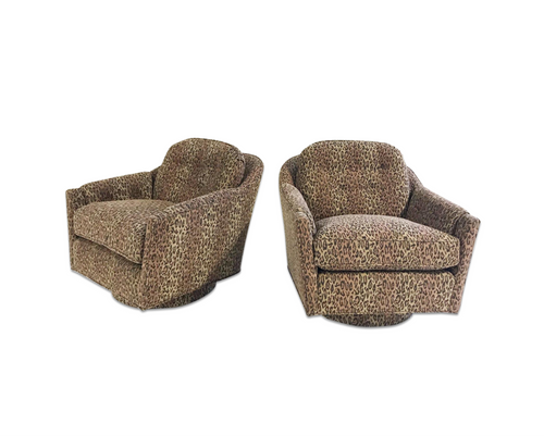 Lounge Chairs in Kravet Leopard Print Fabric, pair - FORSYTH