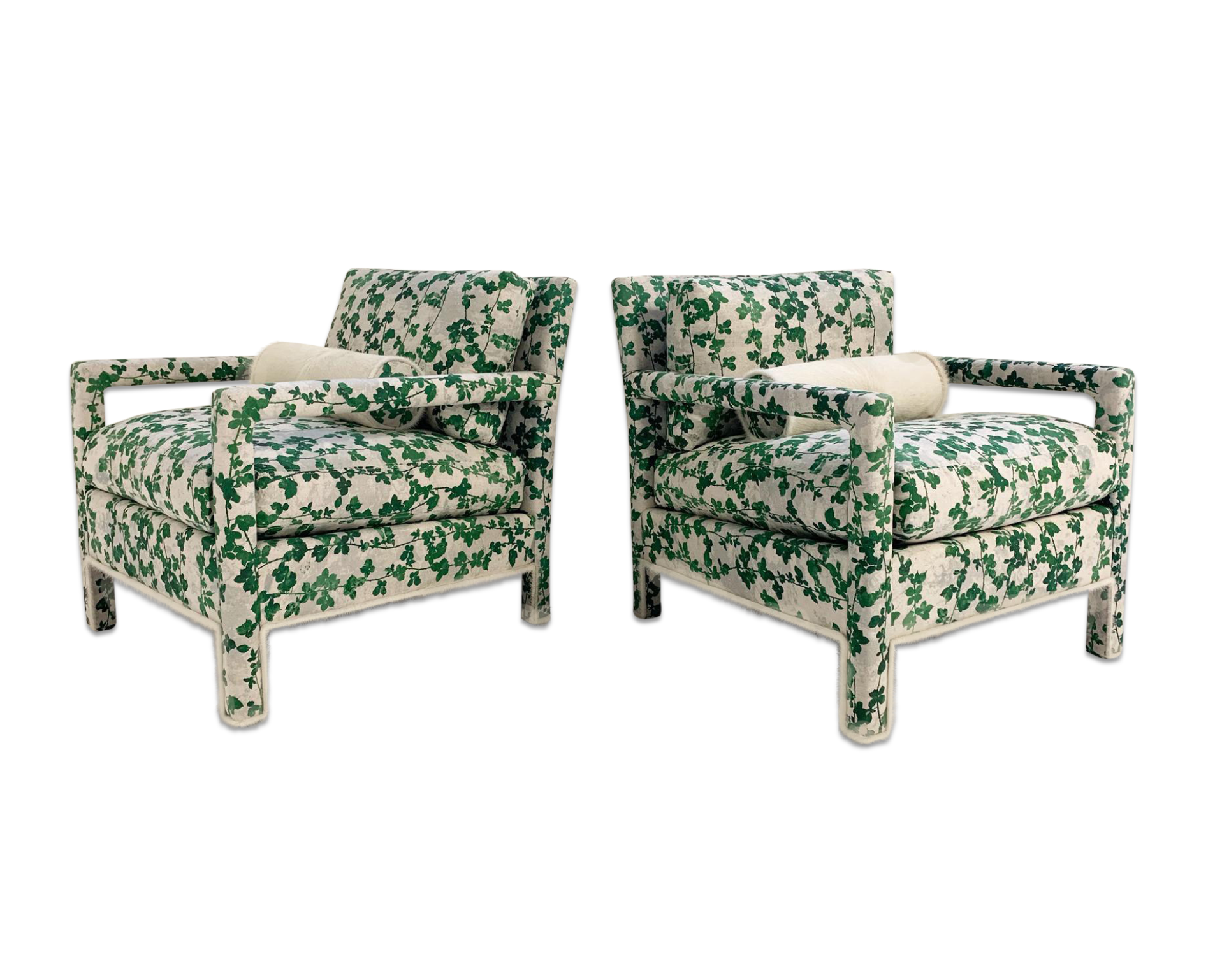 Milo Baughman Style Parsons Chairs in "Brambles" - FORSYTH