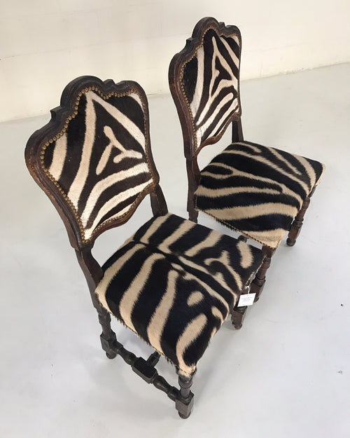 Side Chairs from Portugal in Zebra Hide, pair - FORSYTH