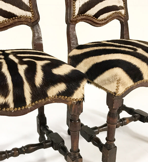 Side Chairs from Portugal in Zebra Hide, pair - FORSYTH