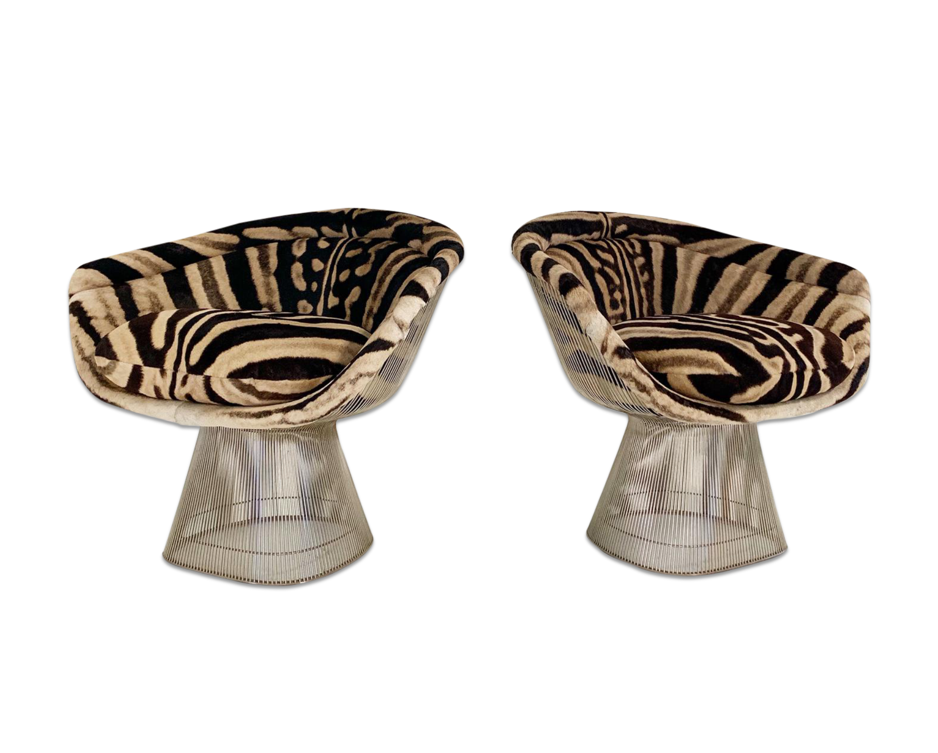 Lounge Chairs in Zebra Hide, pair - FORSYTH