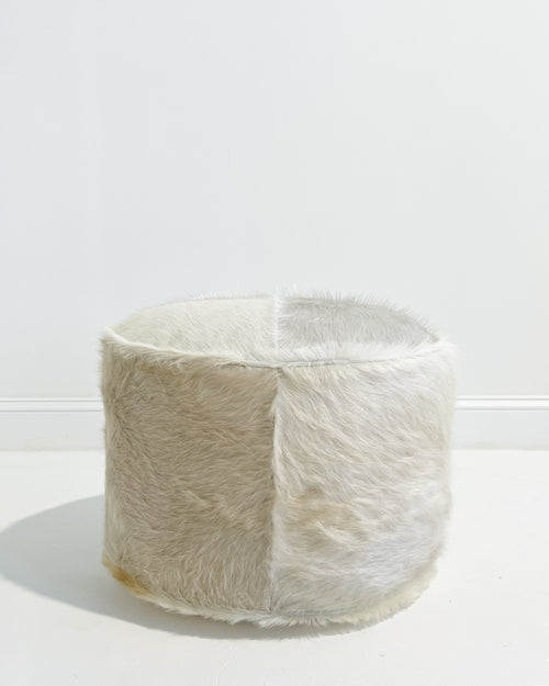 The Forsyth Pouf Ottoman in Ivory Cowhide 02