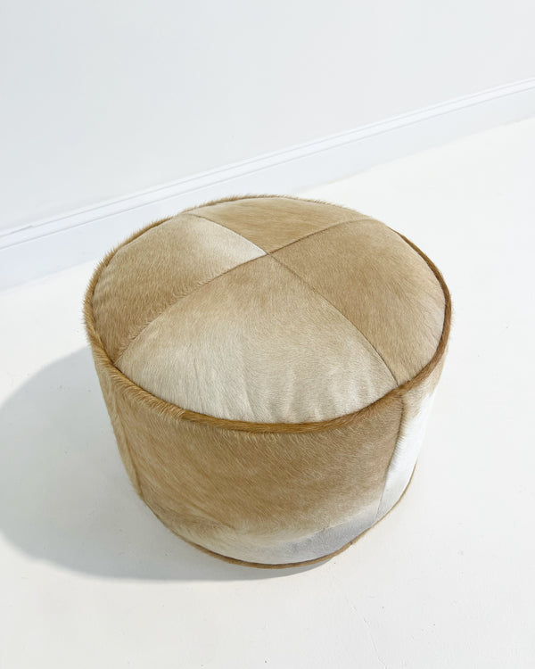 The Forsyth Pouf Ottoman in Palomino Cowhide 03