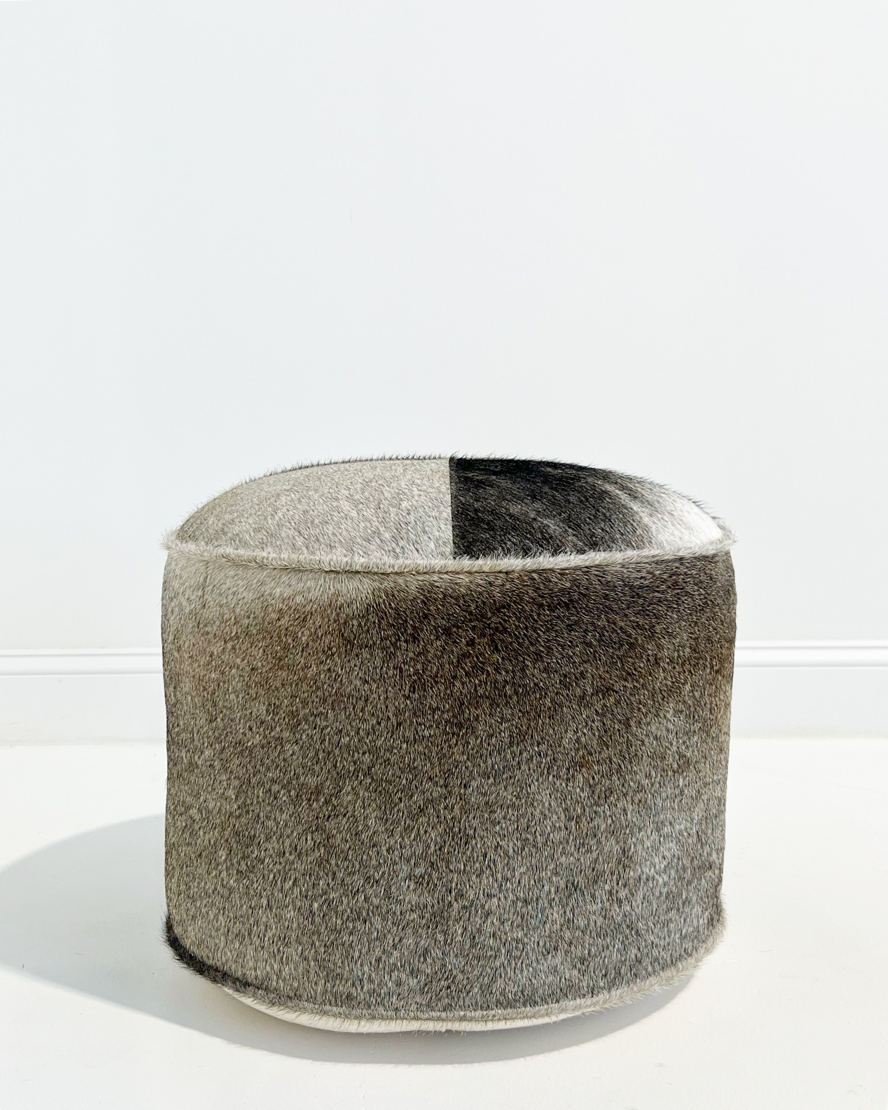 The Forsyth Pouf Ottoman in Salt and Pepper Cowhide 03