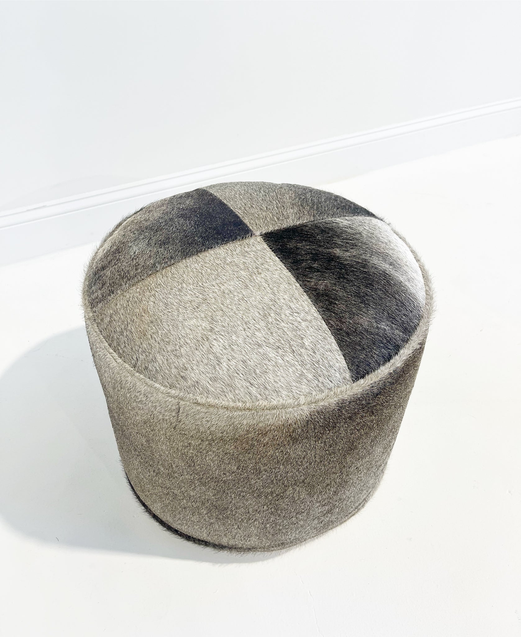 The Forsyth Pouf Ottoman in Salt and Pepper Cowhide 03