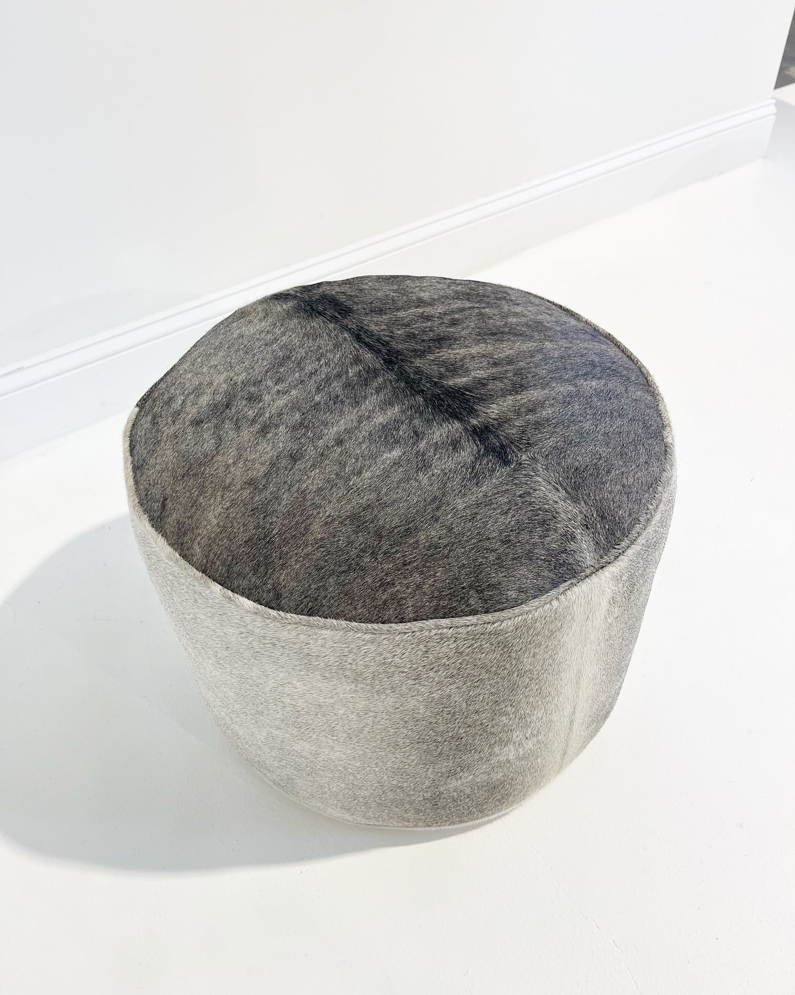 The Forsyth Pouf Ottoman in Salt and Pepper Cowhide 05