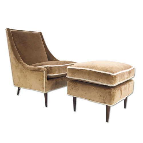 Lounge Chair and Ottoman in Ralph Lauren Linen Velvet - FORSYTH