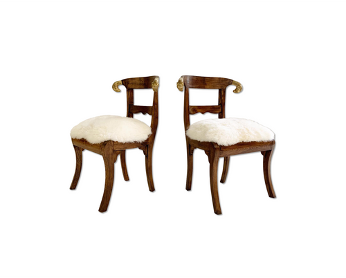 French Side Chairs in Brazilian Sheepskin, pair - FORSYTH