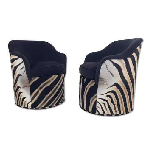 Petal Chairs in Loro Piana Alpaca and Virgin Wool and Zebra Hide, pair - FORSYTH