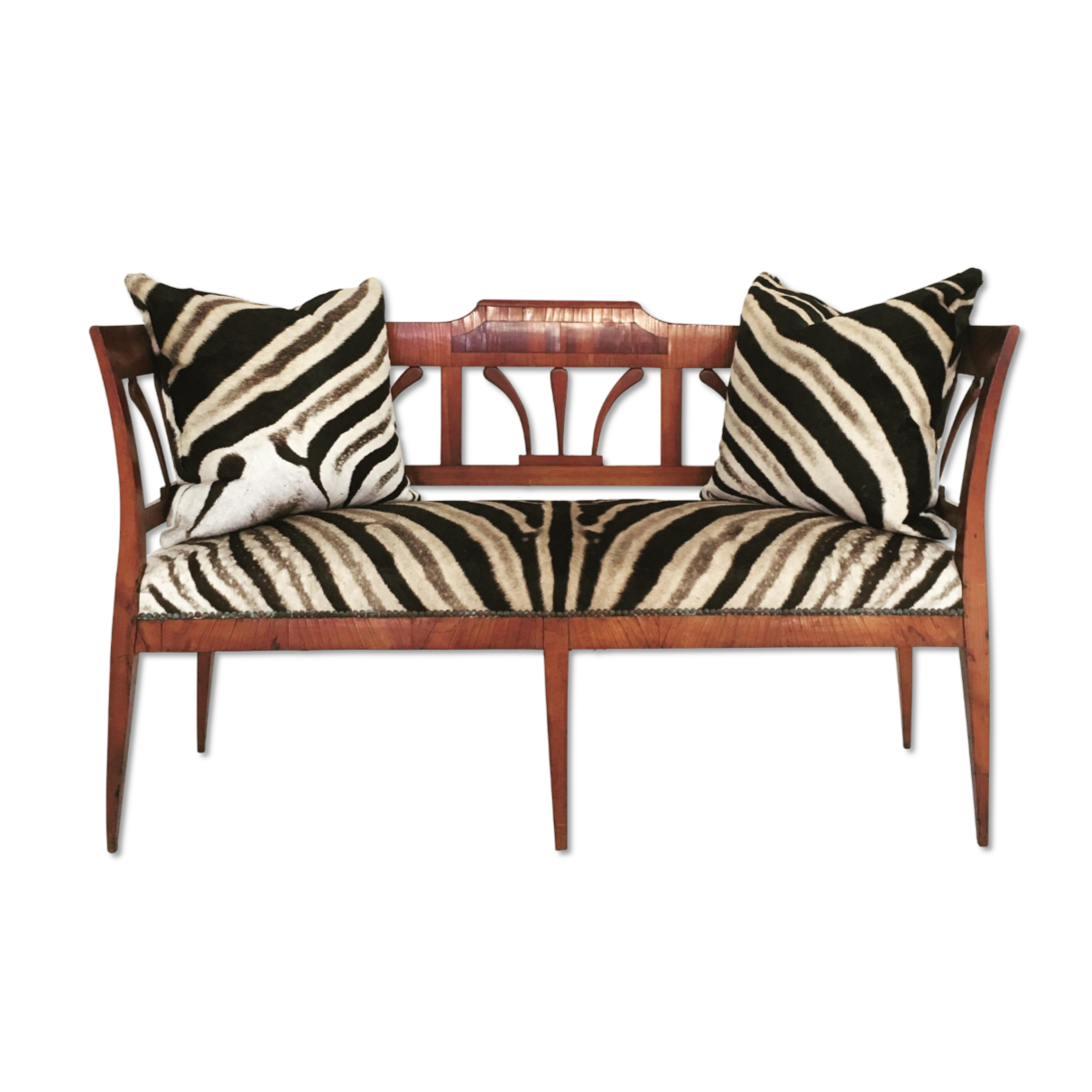 Fruitwood & Rosewood Settee in Zebra Hide - FORSYTH