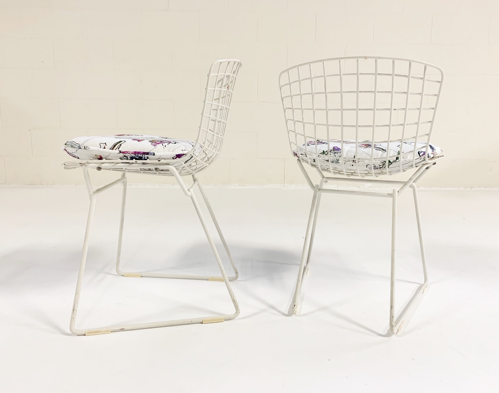 Bertoia Child's Chairs with "Flower Homicide" Cushions, pair - FORSYTH