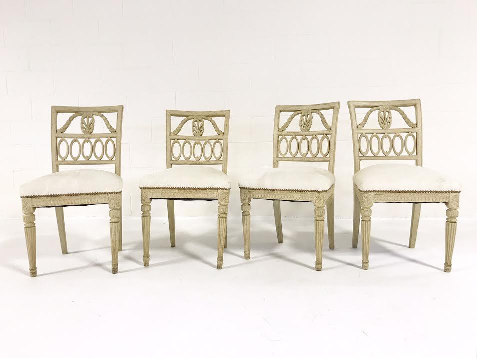 Antique Swedish Chairs in Brazilian Cowhide, set of 4 - FORSYTH