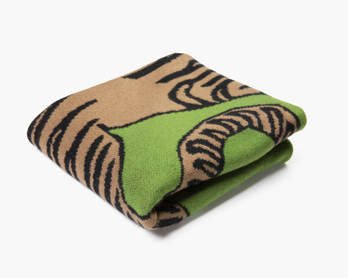 Tiger Cashmere Blanket - Green