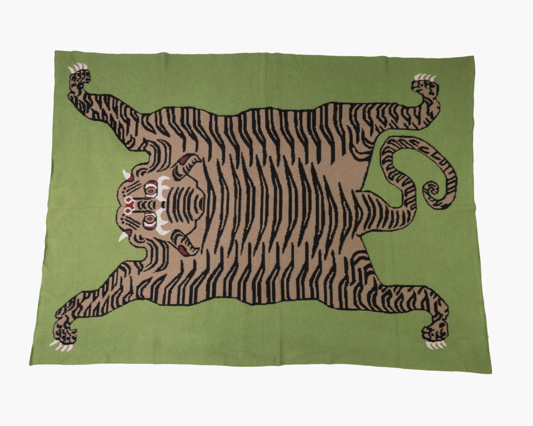 Tiger Cashmere Blanket - Green