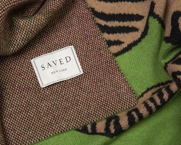 Tiger Cashmere Blanket - Green