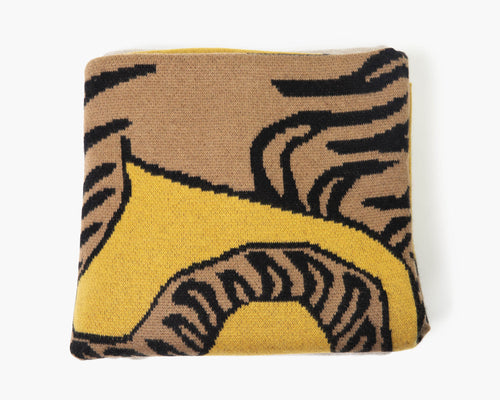 Tiger Cashmere Blanket - Mustard