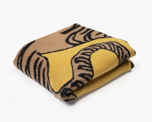 Tiger Cashmere Blanket - Mustard