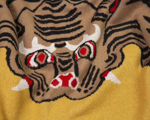 Tiger Cashmere Blanket - Mustard