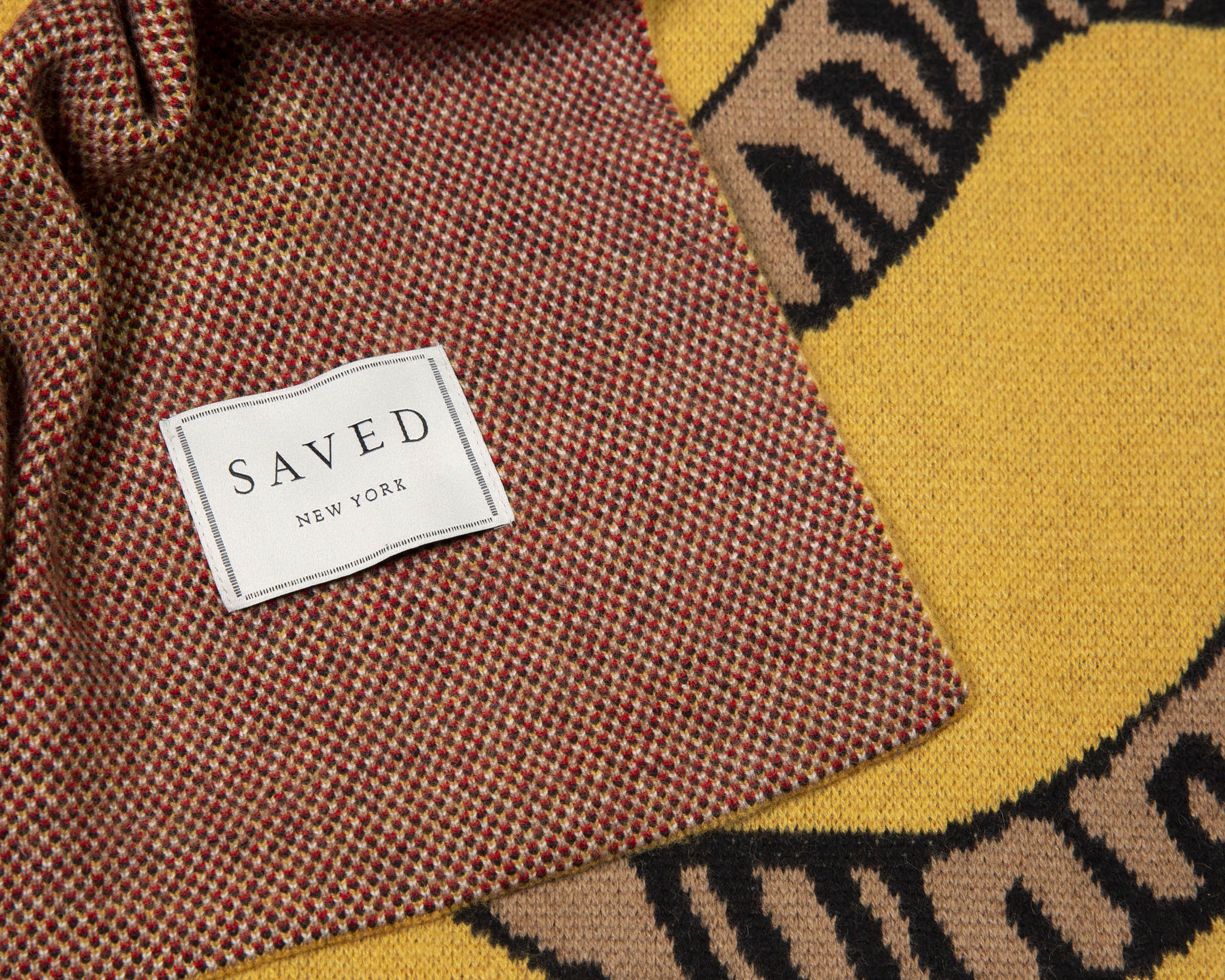 Tiger Cashmere Blanket - Mustard