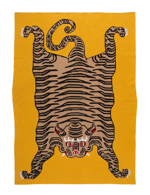 Tiger Cashmere Blanket - Mustard