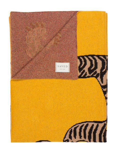 Tiger Cashmere Blanket - Mustard